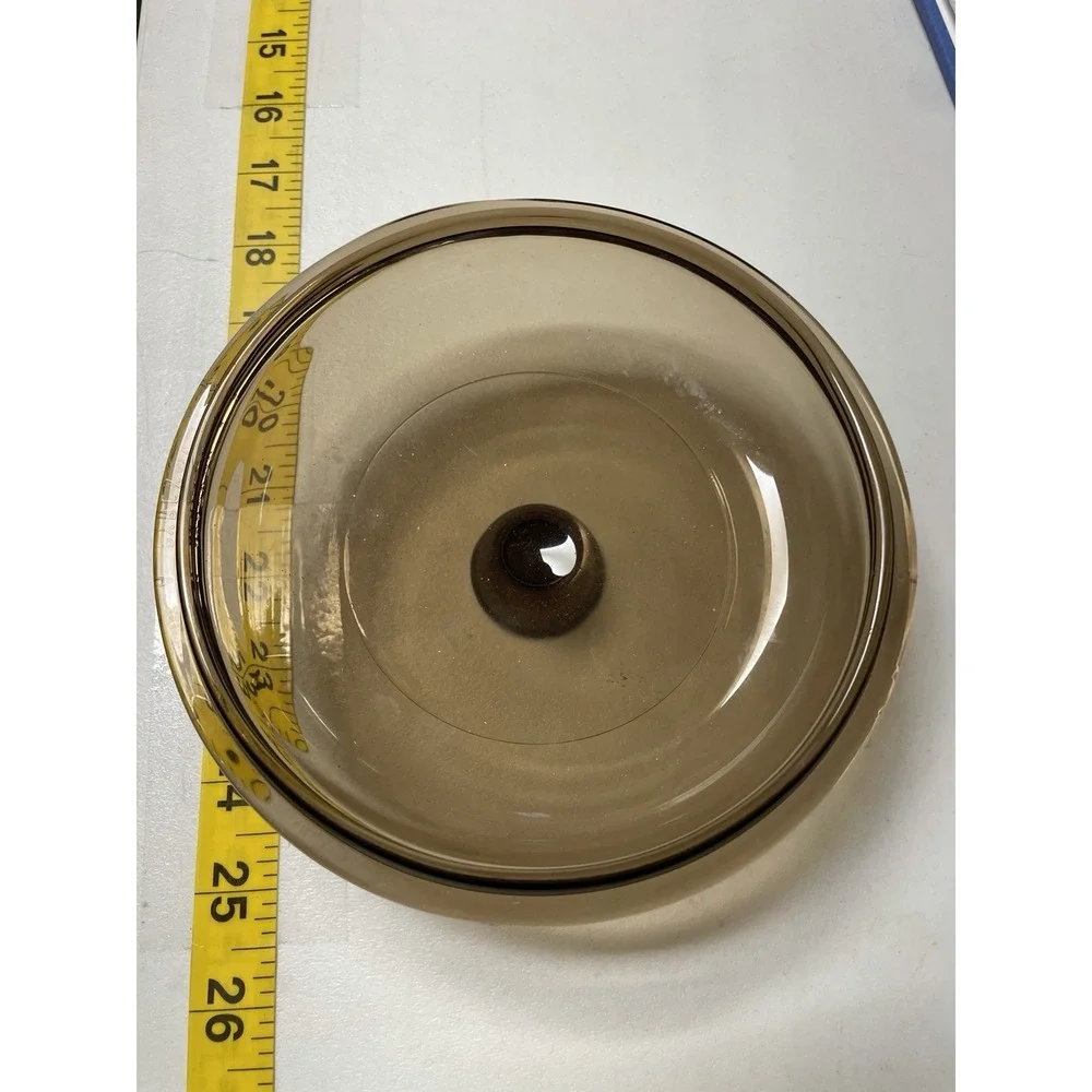 Pyrex Corning Ware Visions V-1-C Amber Glass Round Replacement Lid Only 6 3/8